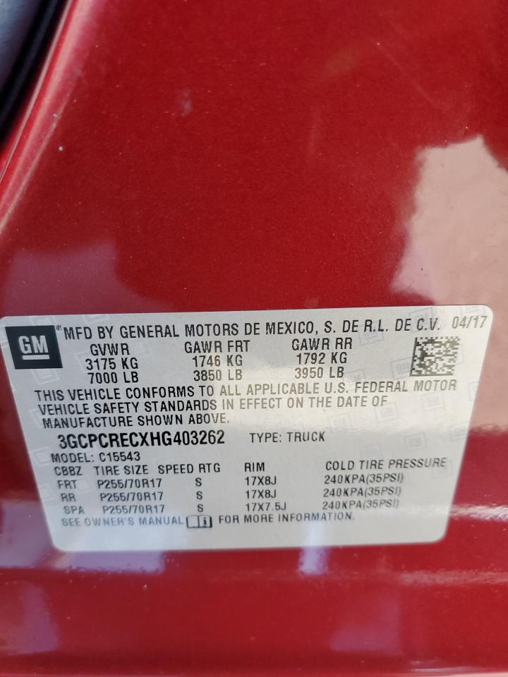 2017 Chevrolet Silverado C1500 Lt VIN: 3GCPCRECXHG403262 Lot: 82317265