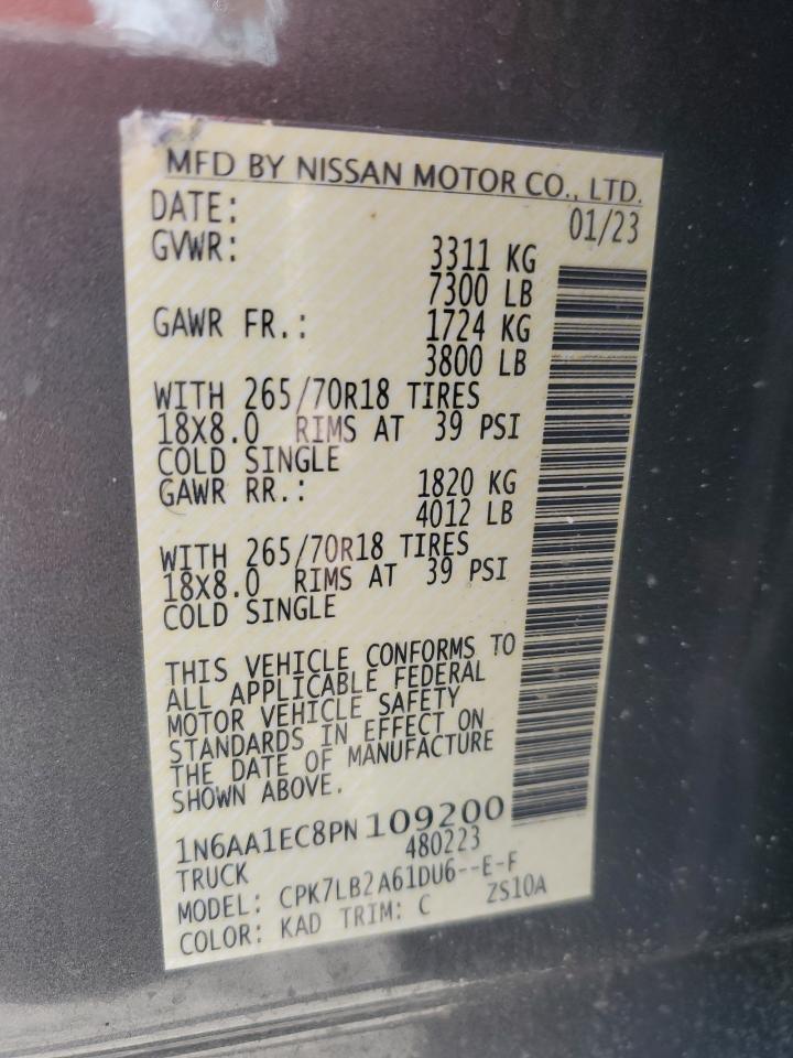 2023 Nissan Titan S VIN: 1N6AA1EC8PN109200 Lot: 84980795