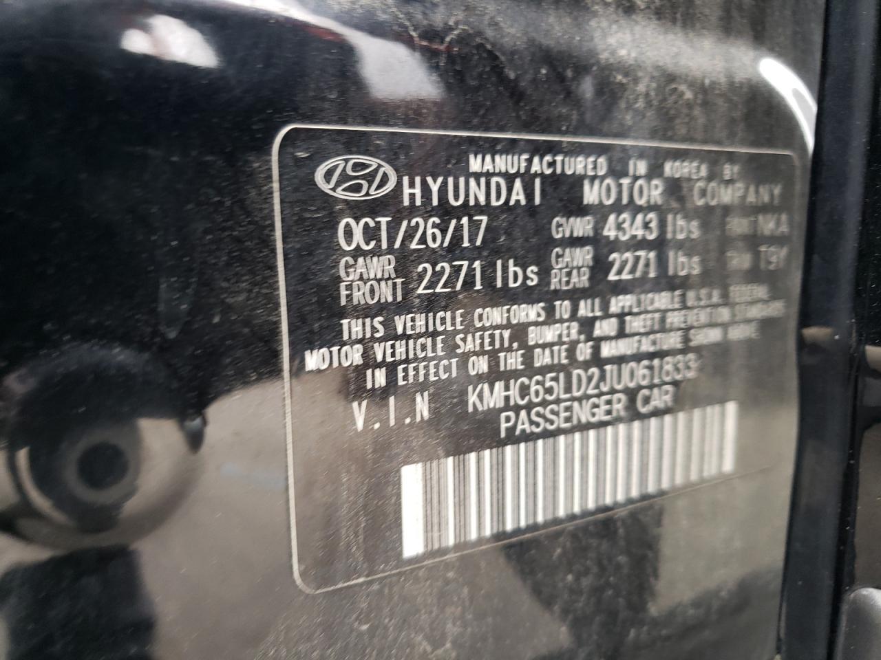 2018 Hyundai Ioniq VIN: KMHC65LD2JU061833 Lot: 86247465