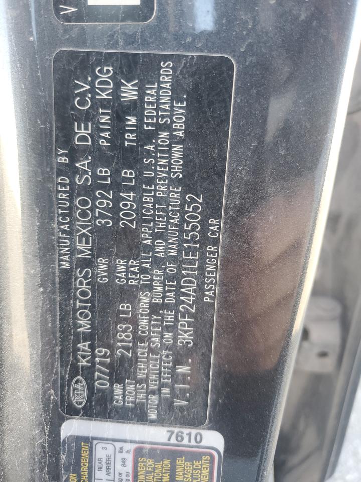 2020 Kia Forte Fe VIN: 3KPF24AD1LE155052 Lot: 89553815