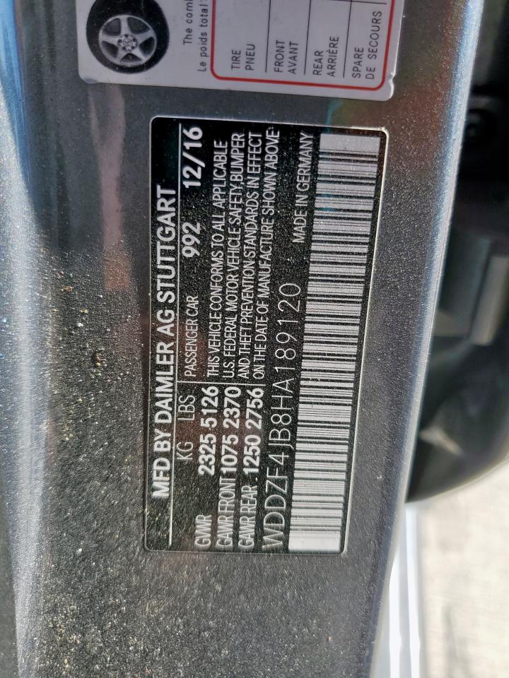2017 Mercedes-Benz E 300 VIN: WDDZF4JB8HA189120 Lot: 85542455