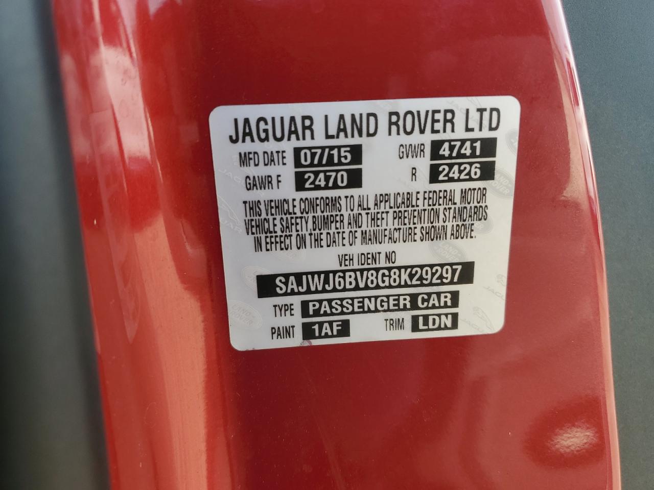 2016 Jaguar F-Type S VIN: SAJWJ6BV8G8K29297 Lot: 81953605