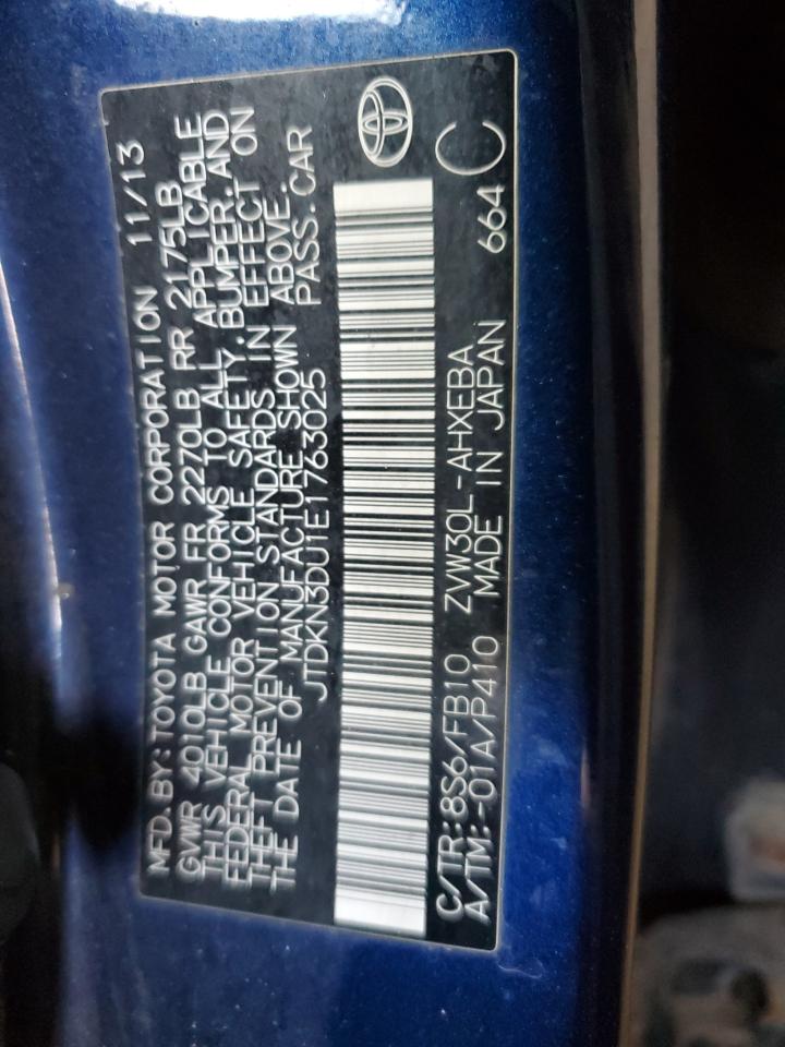 2014 Toyota Prius VIN: JTDKN3DU1E1763025 Lot: 86155515