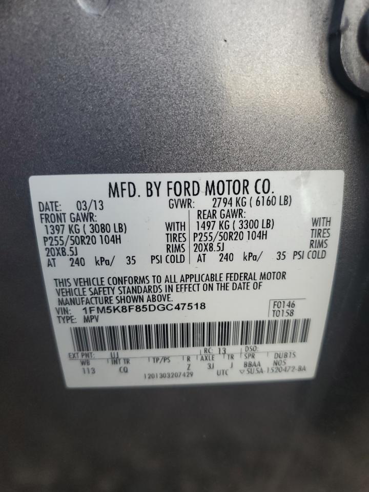 2013 Ford Explorer Limited VIN: 1FM5K8F85DGC47518 Lot: 82207265