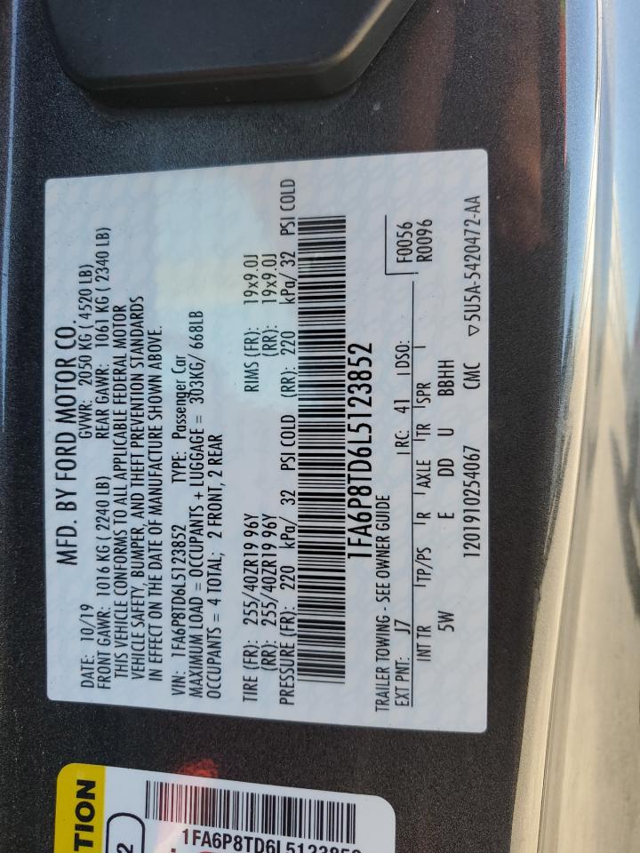 2020 Ford Mustang VIN: 1FA6P8TD6L5123852 Lot: 82531205
