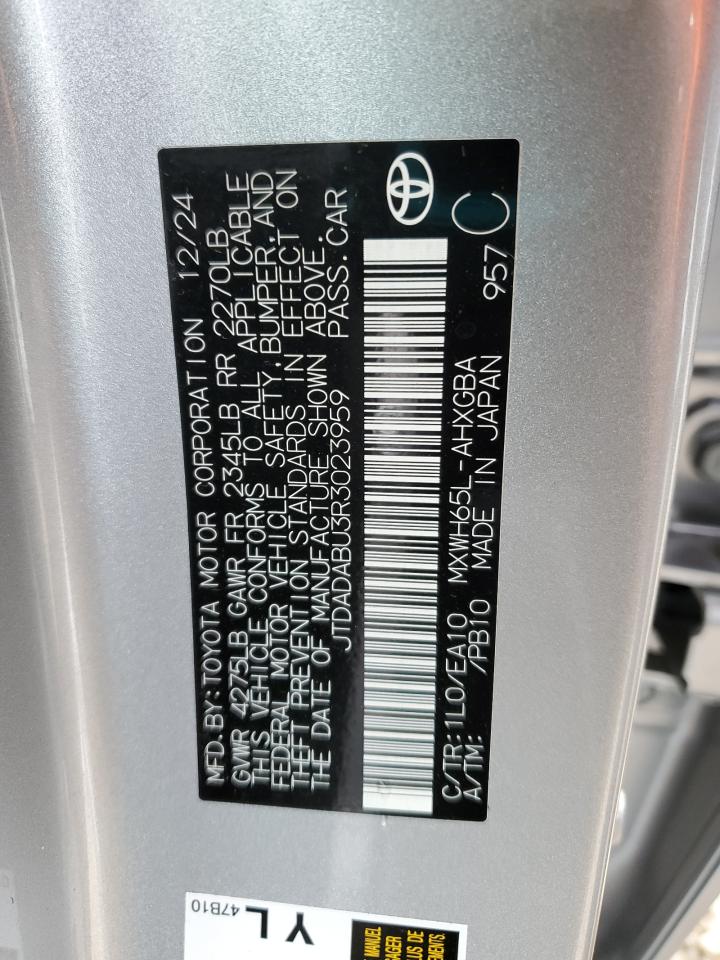 2024 Toyota Prius Le VIN: JTDADABU3R3023959 Lot: 86175225