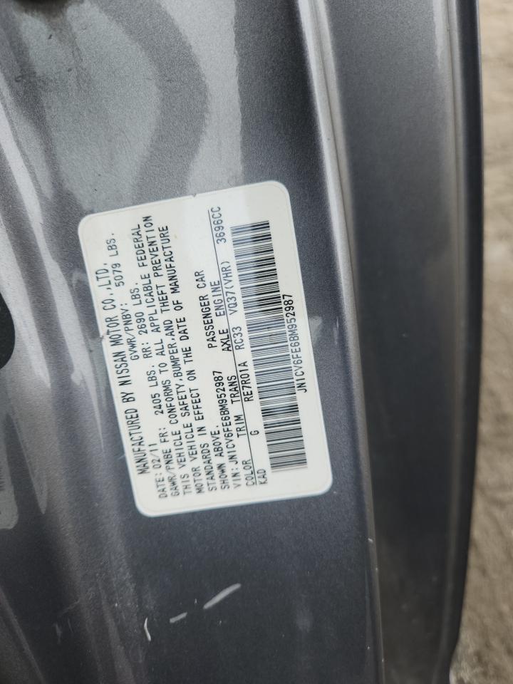 2011 Infiniti G37 Base VIN: JN1CV6FE6BM952987 Lot: 82766885