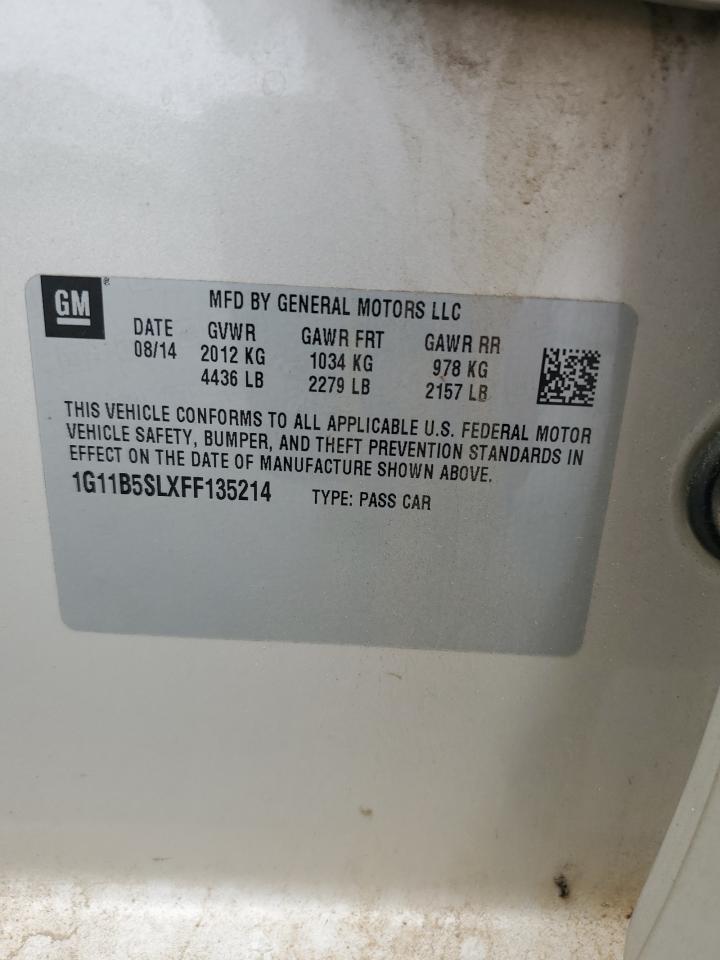 2015 Chevrolet Malibu Ls VIN: 1G11B5SLXFF135214 Lot: 85005495
