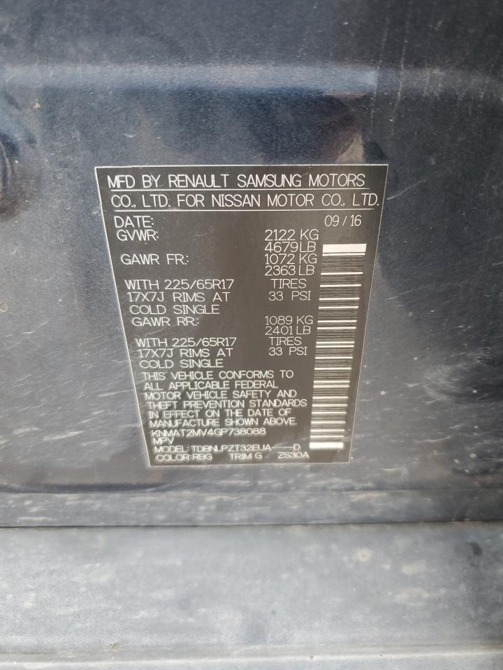 2016 Nissan Rogue S VIN: KNMAT2MV4GP738088 Lot: 81911255