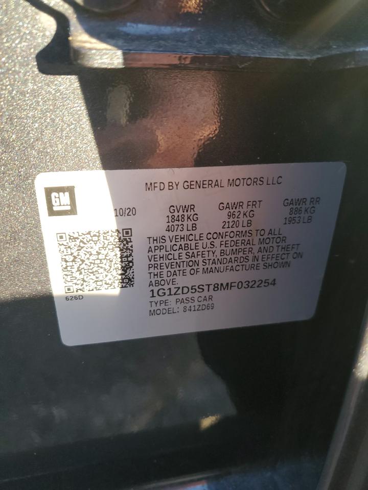 2021 Chevrolet Malibu Lt VIN: 1G1ZD5ST8MF032254 Lot: 90677755