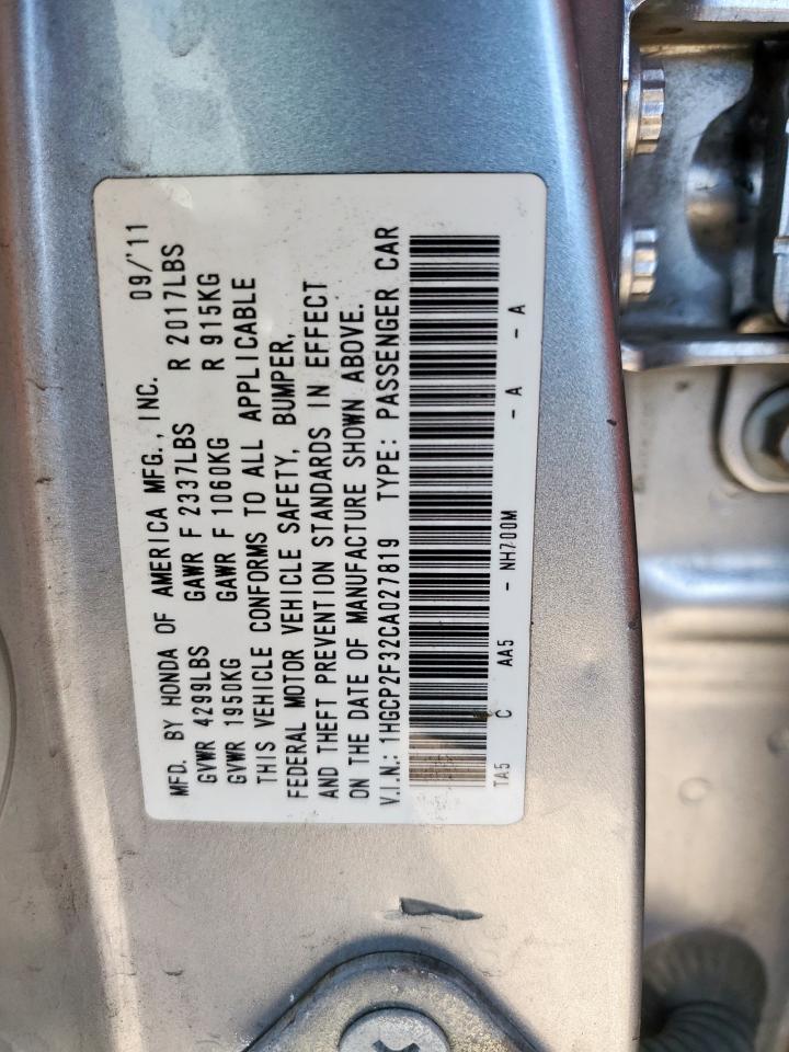 2012 Honda Accord Lx VIN: 1HGCP2F32CA027819 Lot: 82272235