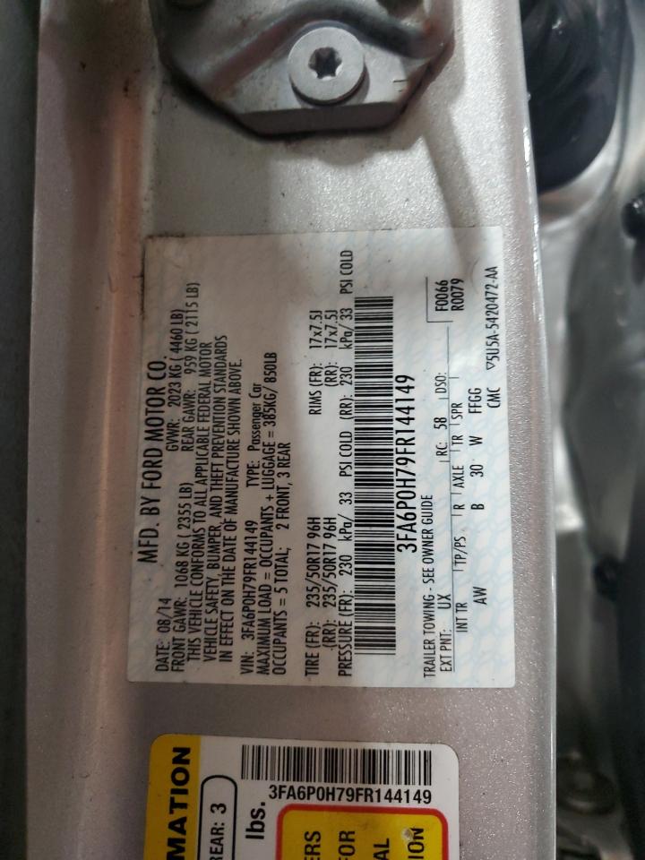 2015 Ford Fusion Se VIN: 3FA6P0H79FR144149 Lot: 89920285