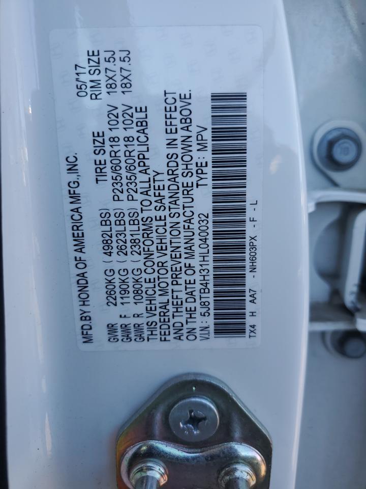 2017 Acura Rdx VIN: 5J8TB4H31HL040032 Lot: 82598495