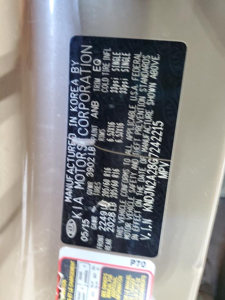 2016 Kia Soul VIN: KNDJN2A28G7242215 Lot: 85373755