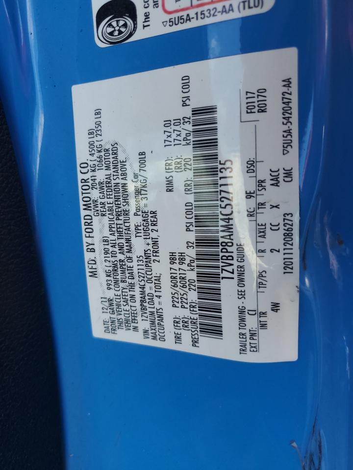 2012 Ford Mustang VIN: 1ZVBP8AM4C5271135 Lot: 82495765