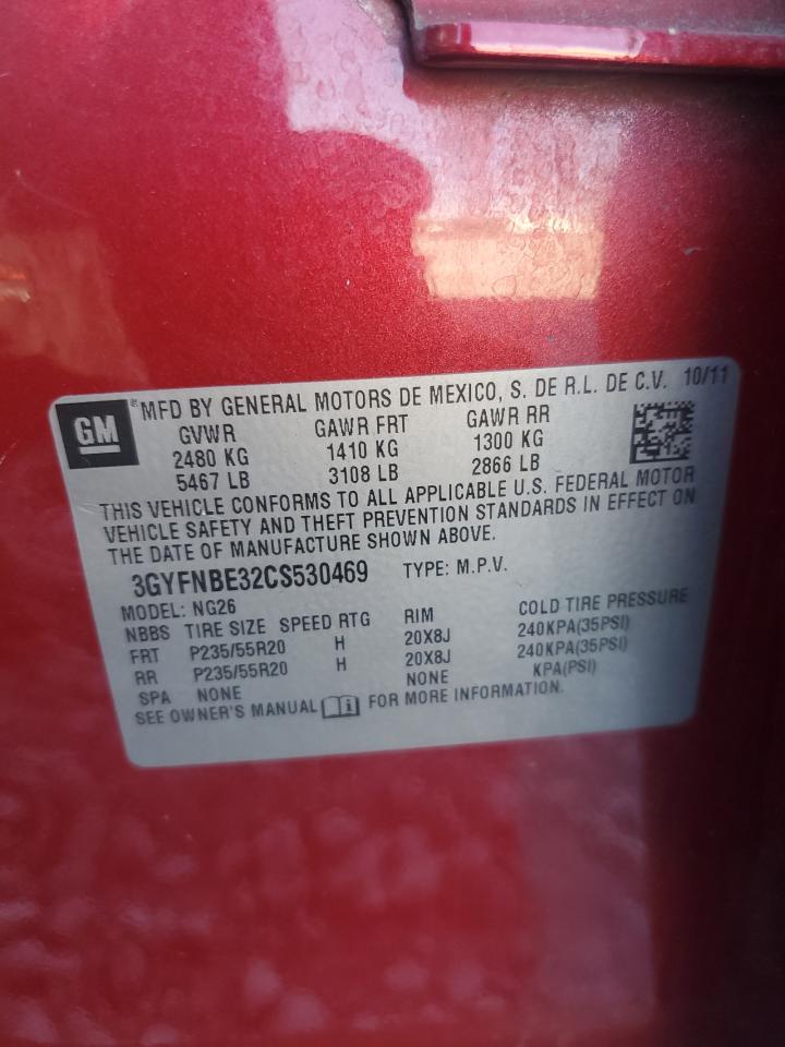 2012 Cadillac Srx Performance Collection VIN: 3GYFNBE32CS530469 Lot: 82643165