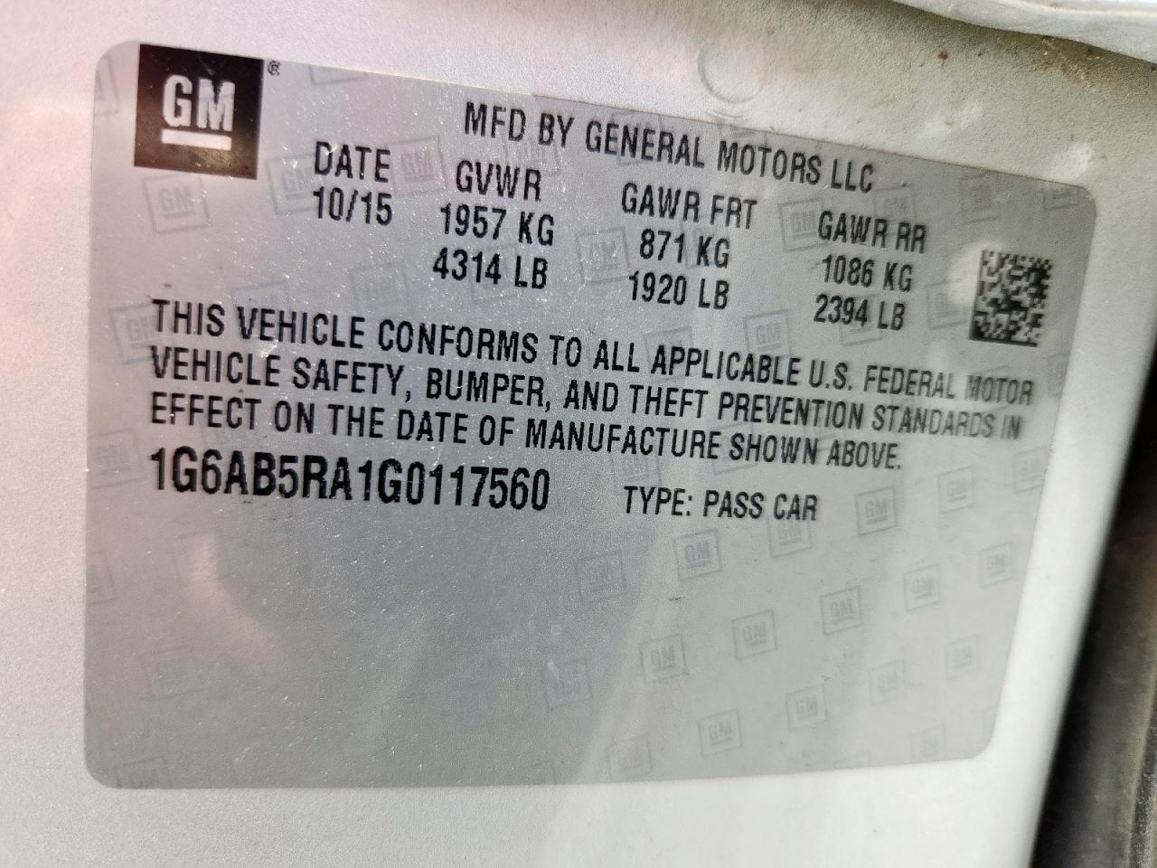 2016 Cadillac Ats Luxury VIN: 1G6AB5RA1G0117560 Lot: 82262495