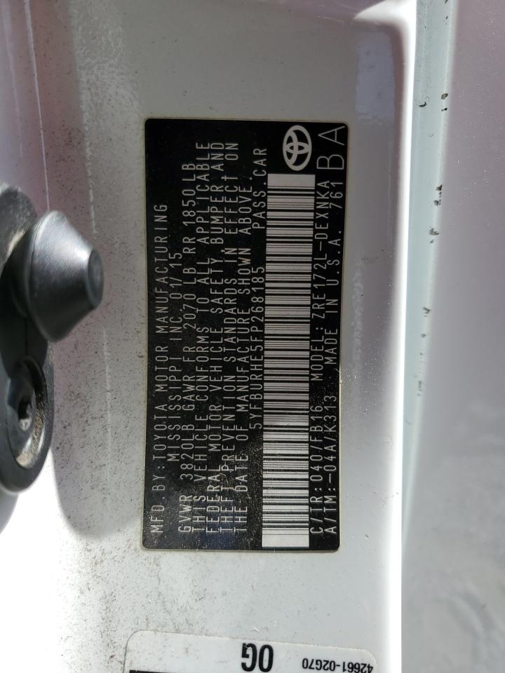 2015 Toyota Corolla L VIN: 5YFBURHE5FP268185 Lot: 82325265