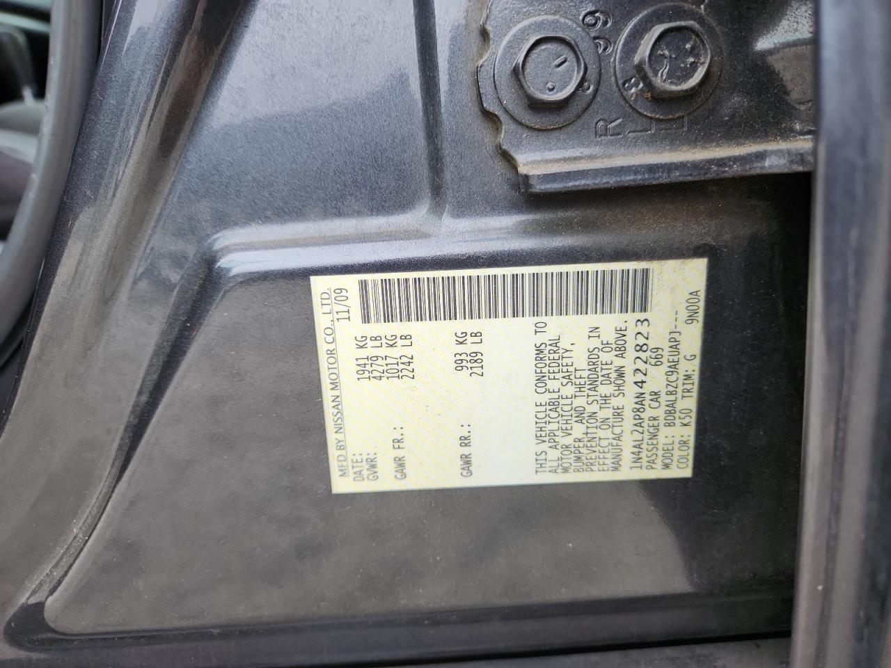 2010 Other Altima S W VIN: 1N4AL2AP8AN422823 Lot: 82265885