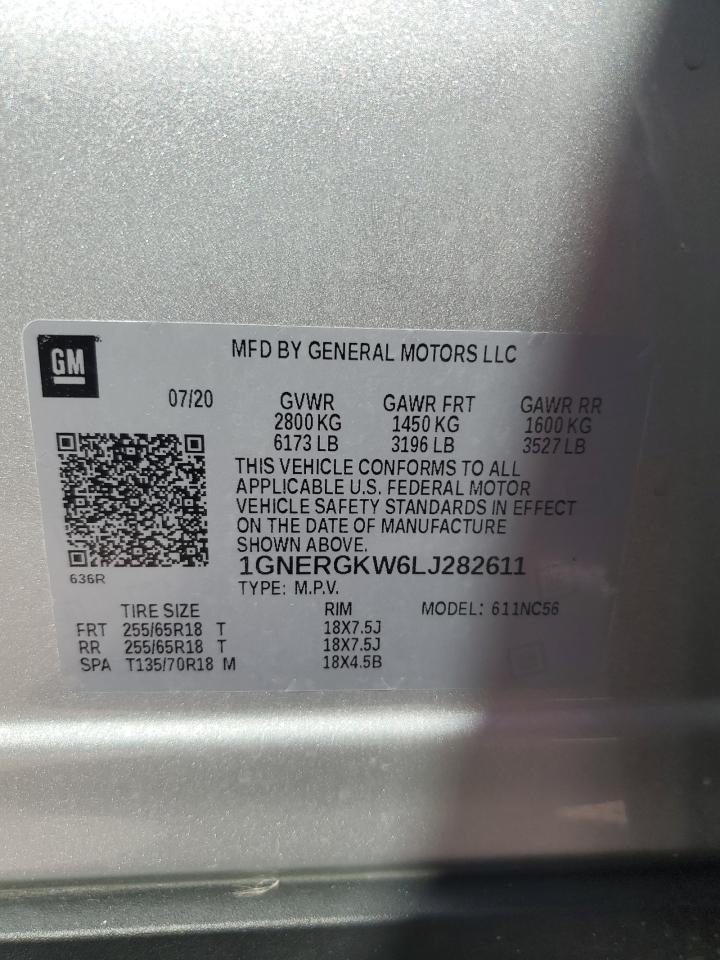 2020 Chevrolet Traverse Lt VIN: 1GNERGKW6LJ282611 Lot: 86312595