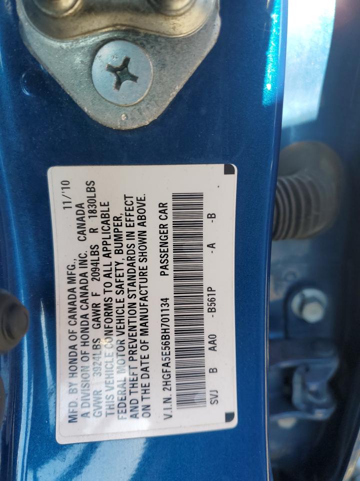 2011 Honda Civic Si VIN: 2HGFA5E56BH701134 Lot: 85819415