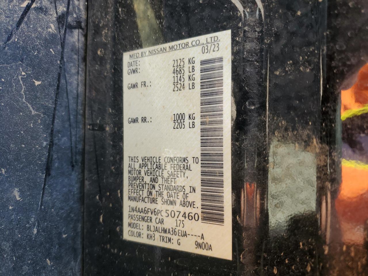 2023 Nissan Maxima Platinum VIN: 1N4AA6FV6PC507460 Lot: 82292275