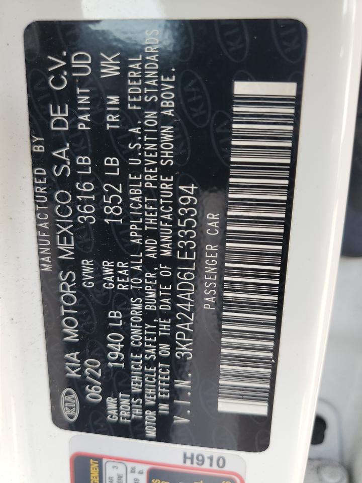 2020 Kia Rio Lx VIN: 3KPA24AD6LE335394 Lot: 84429515