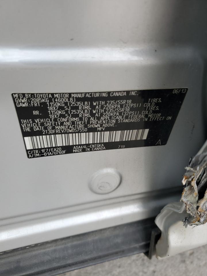 2013 Toyota Rav4 Limited VIN: 2T3DFREV7DW057550 Lot: 86453195