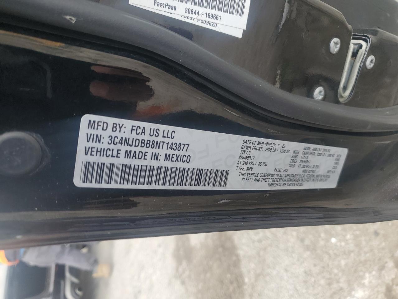 2022 Jeep Compass Latitude VIN: 3C4NJDBB8NT143877 Lot: 86247735