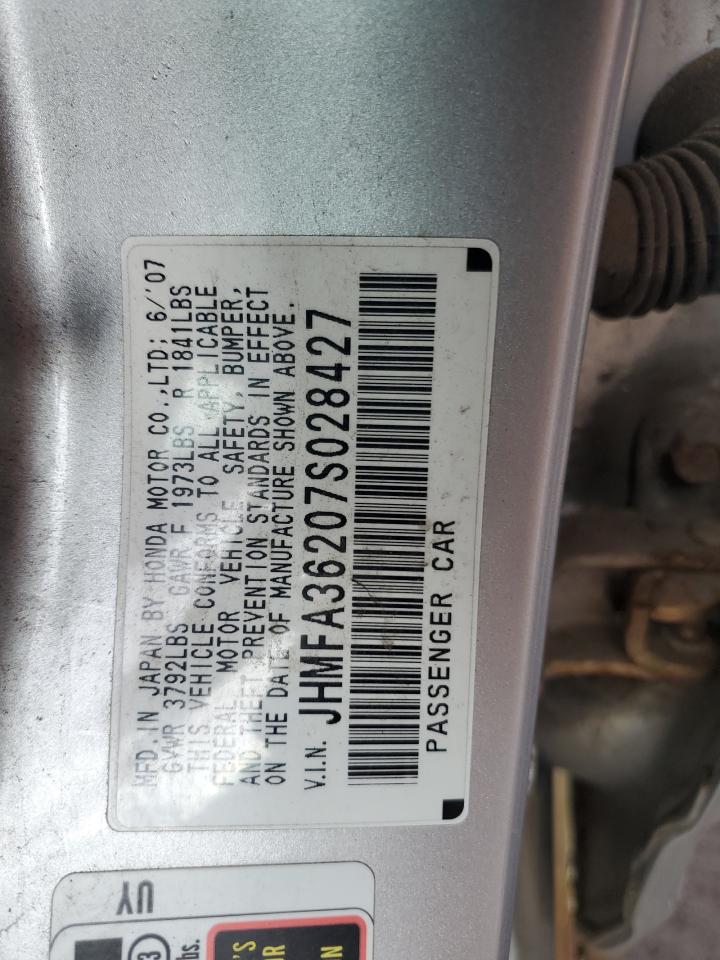 2007 Honda Civic Hybrid VIN: JHMFA36207S028427 Lot: 85320335