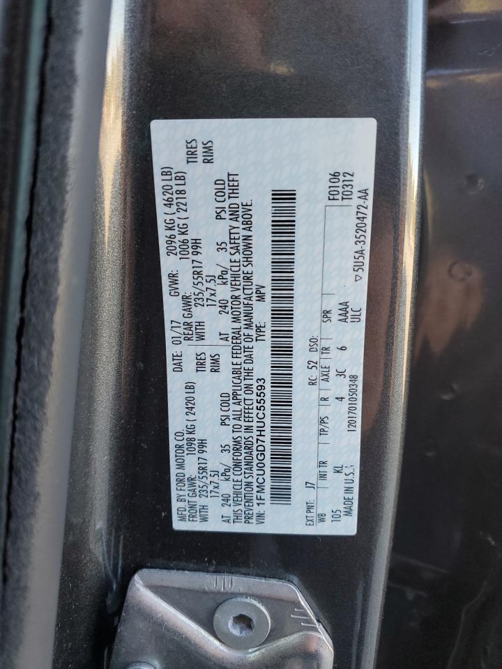 2017 Ford Escape Se VIN: 1FMCU0GD7HUC55593 Lot: 86067445