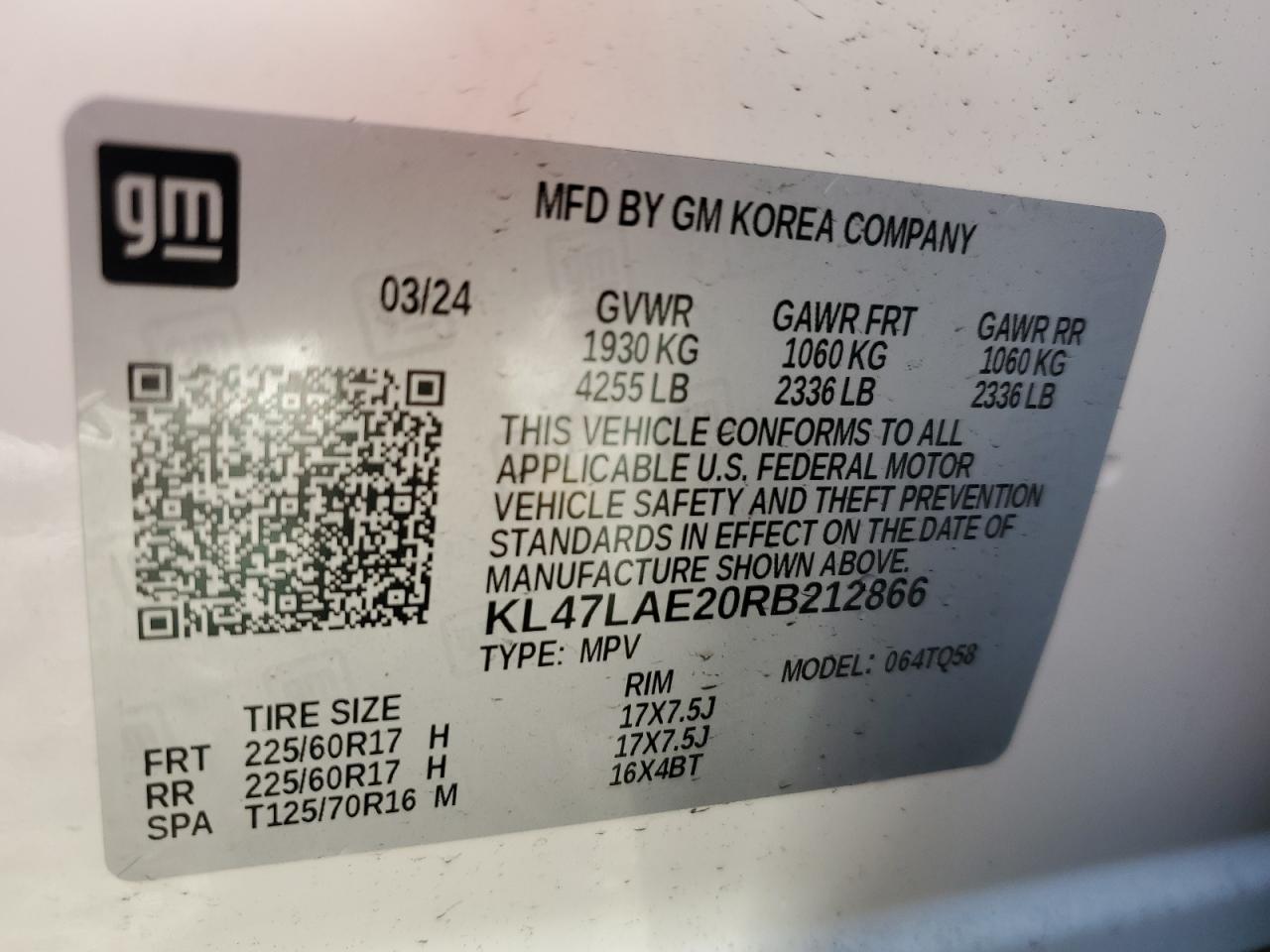 2024 Buick Envista Preferred VIN: KL47LAE20RB212866 Lot: 85884795