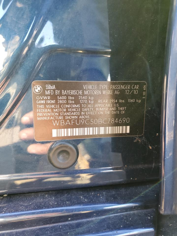 2011 BMW 550 Xi VIN: WBAFU9C50BC784690 Lot: 82332795