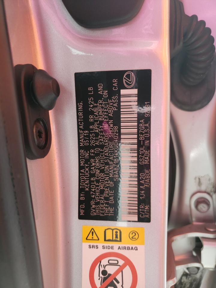 2019 Lexus Es 350 VIN: 58ABZ1B14KU040298 Lot: 86862445