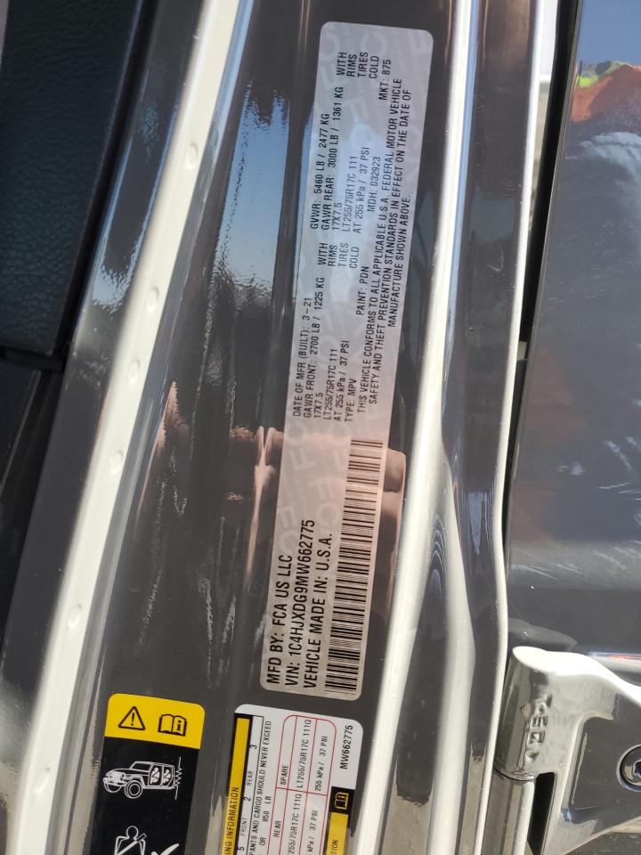 2021 Jeep Wrangler Unlimited Sport VIN: 1C4HJXDG9MW662775 Lot: 85703065