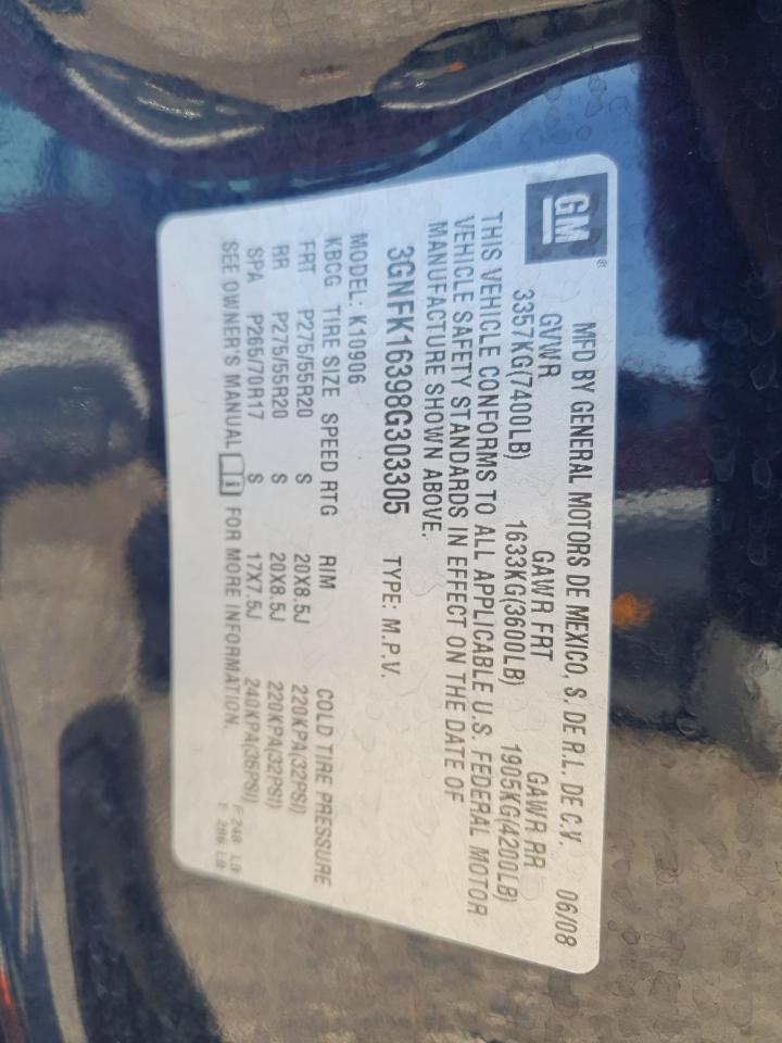 2008 Chevrolet Suburban K1500 Ls VIN: 3GNFK16398G303305 Lot: 82225365