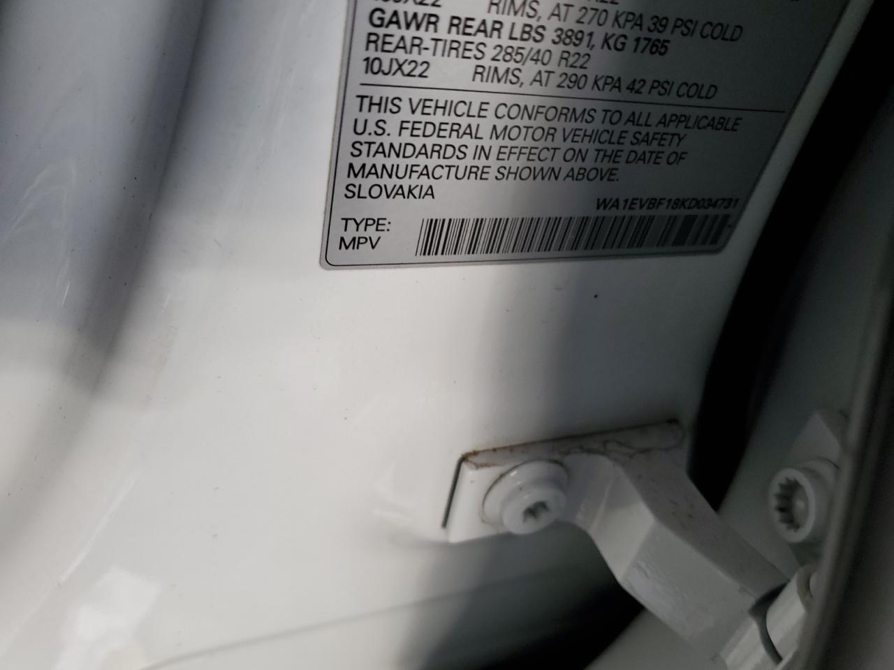 2019 Audi Q8 Premium Plus S-Line VIN: WA1EVBF18KD034731 Lot: 82696695