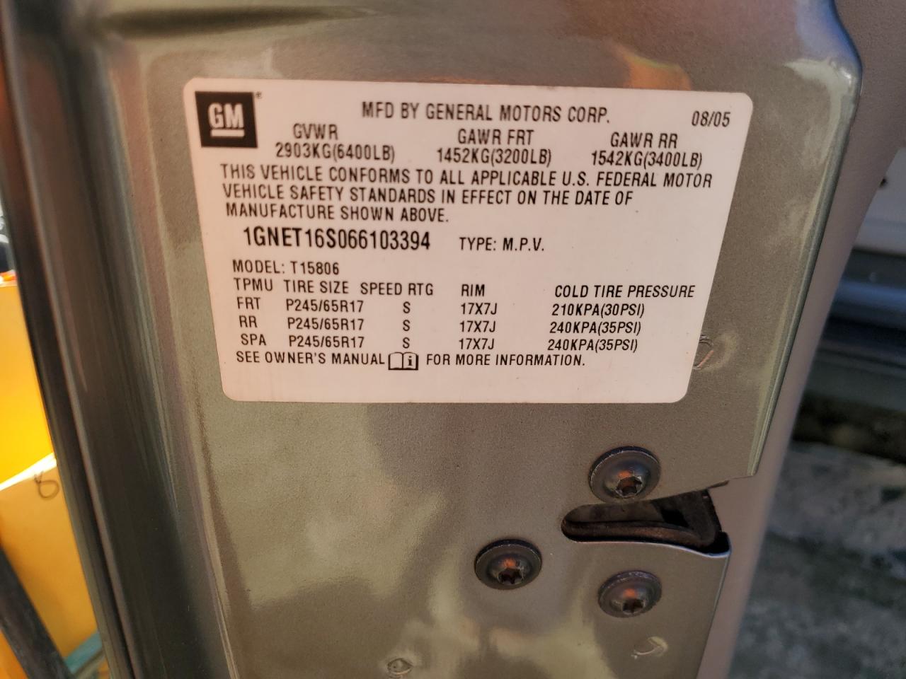 2006 Chevrolet Trailblazer Ext Ls VIN: 1GNET16S066103394 Lot: 81828155