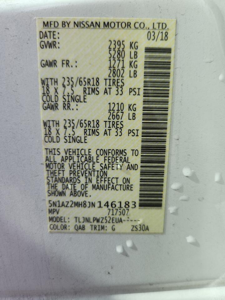 2018 Nissan Murano S VIN: 5N1AZ2MH8JN146183 Lot: 85578545