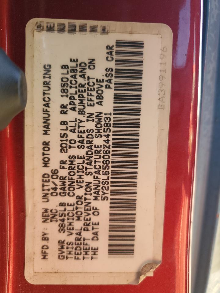 2006 Pontiac Vibe VIN: 5Y2SL65806Z445831 Lot: 87412775