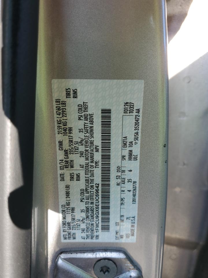 2014 Ford Escape Se VIN: 1FMCU9GX6EUC69642 Lot: 84929535