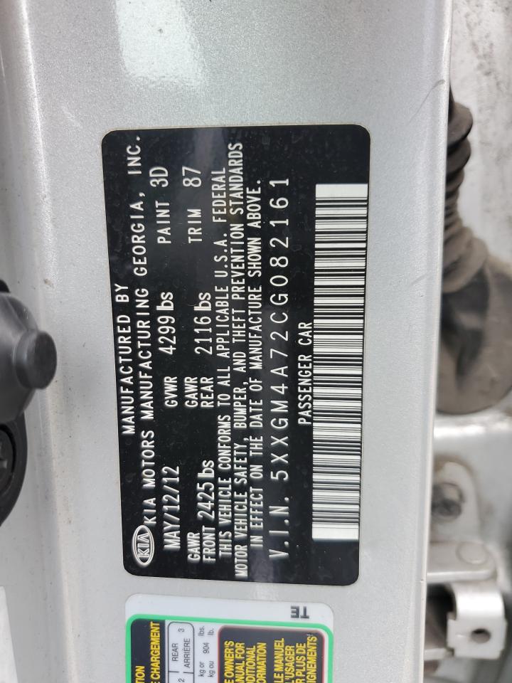 2012 Kia Optima Lx VIN: 5XXGM4A72CG082161 Lot: 85176685