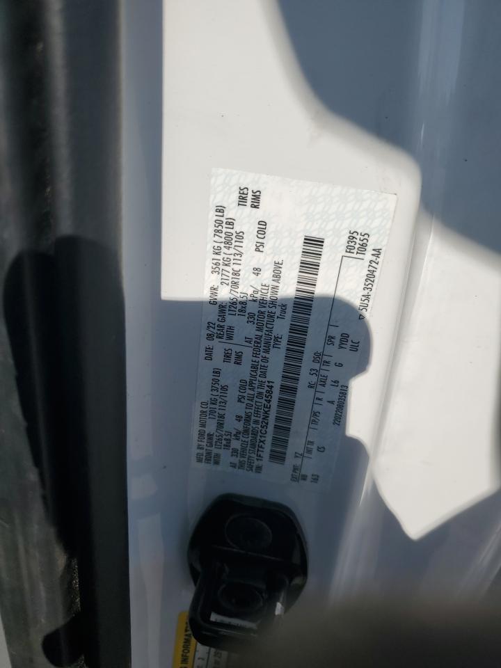 2022 Ford F150 Super Cab VIN: 1FTFX1C52NKE45841 Lot: 80542475