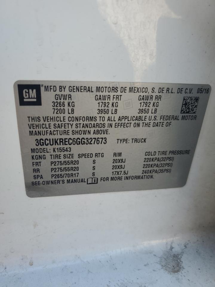 2016 Chevrolet Silverado K1500 Lt VIN: 3GCUKREC6GG327673 Lot: 85510555
