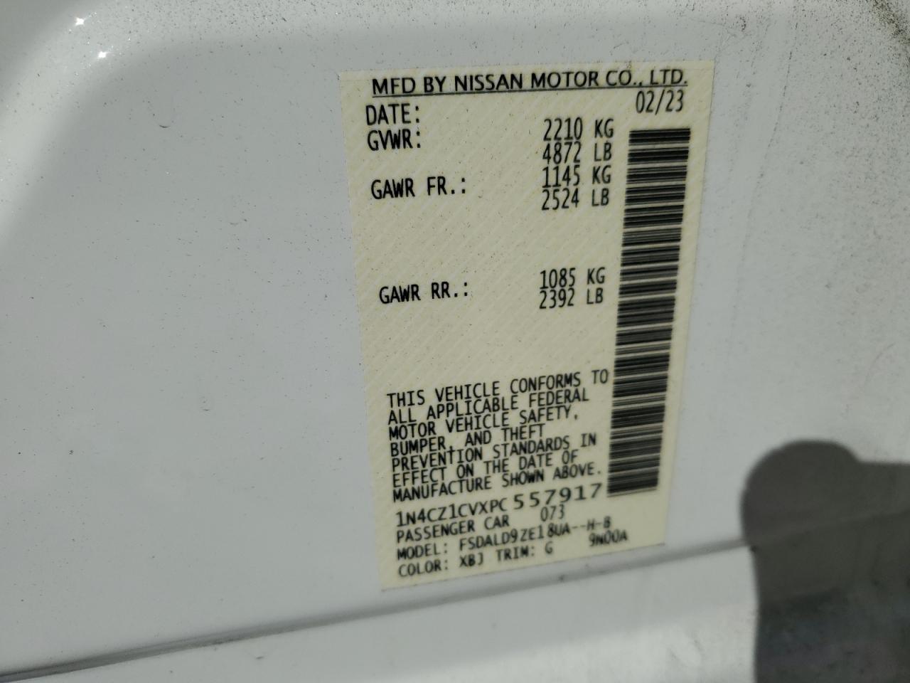 2023 Nissan Leaf Sv Plus VIN: 1N4CZ1CVXPC557917 Lot: 90683675