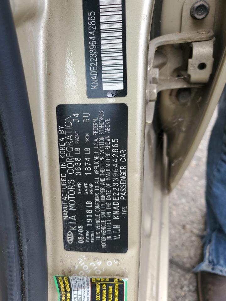 2009 Kia Rio Base VIN: KNADE223396442865 Lot: 86179875