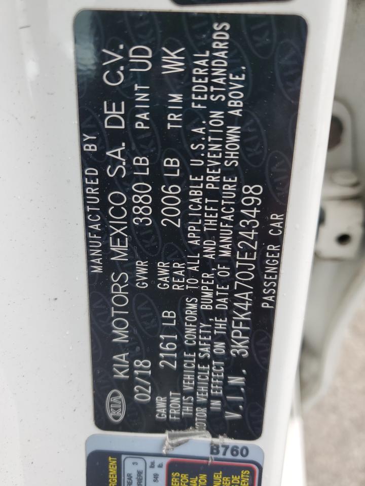 2018 Kia Forte Lx VIN: 3KPFK4A70JE243498 Lot: 82192315