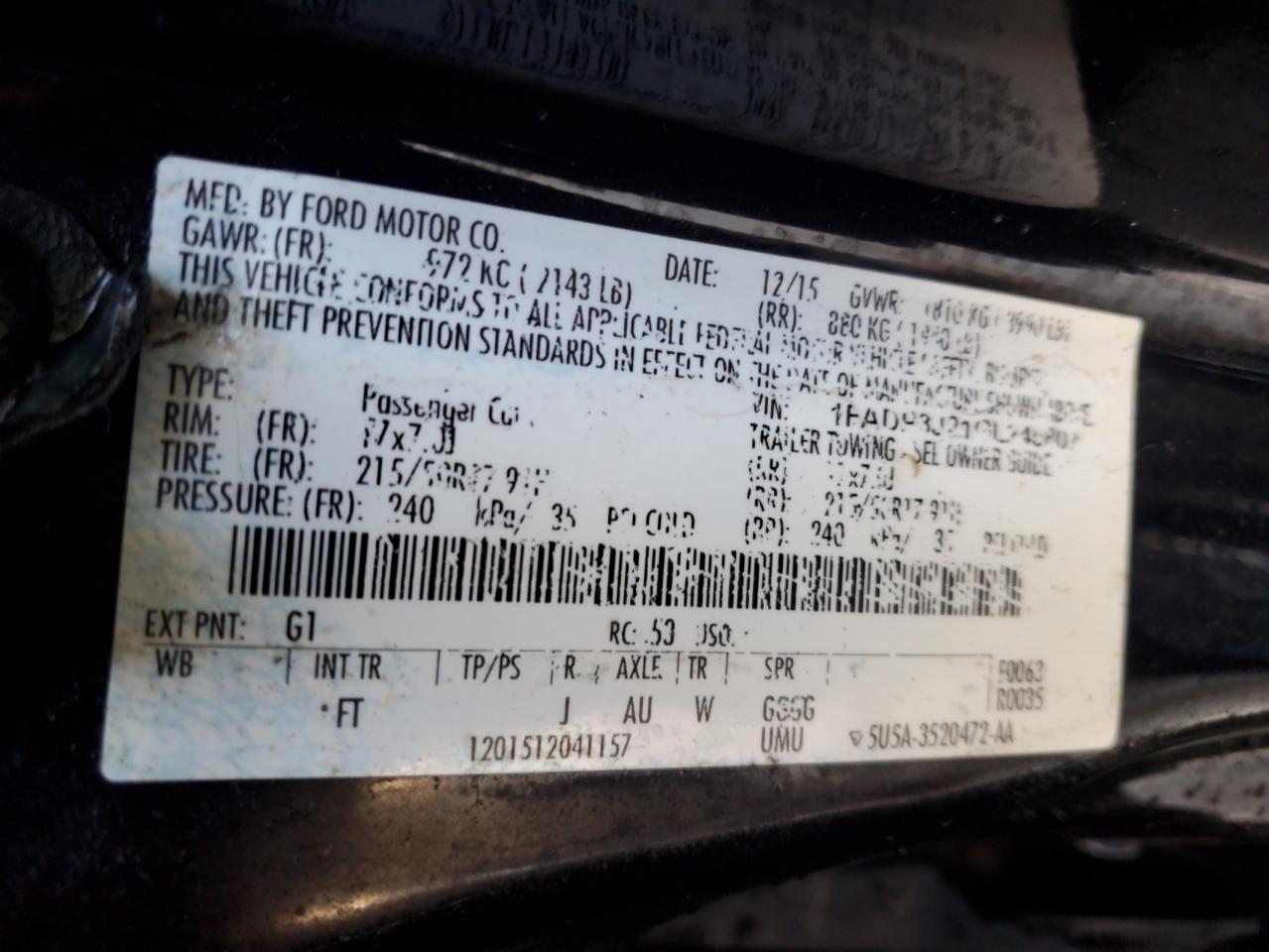 2016 Ford Focus Titanium VIN: 1FADP3J21GL245807 Lot: 85719655