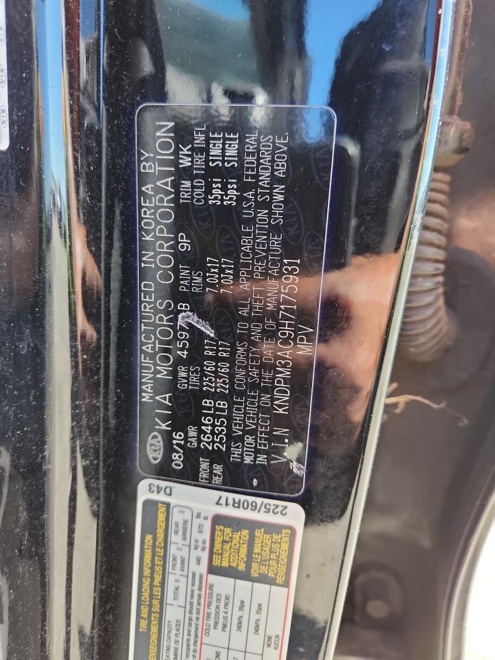 2017 Kia Sportage Lx VIN: KNDPM3AC9H7175931 Lot: 89817625