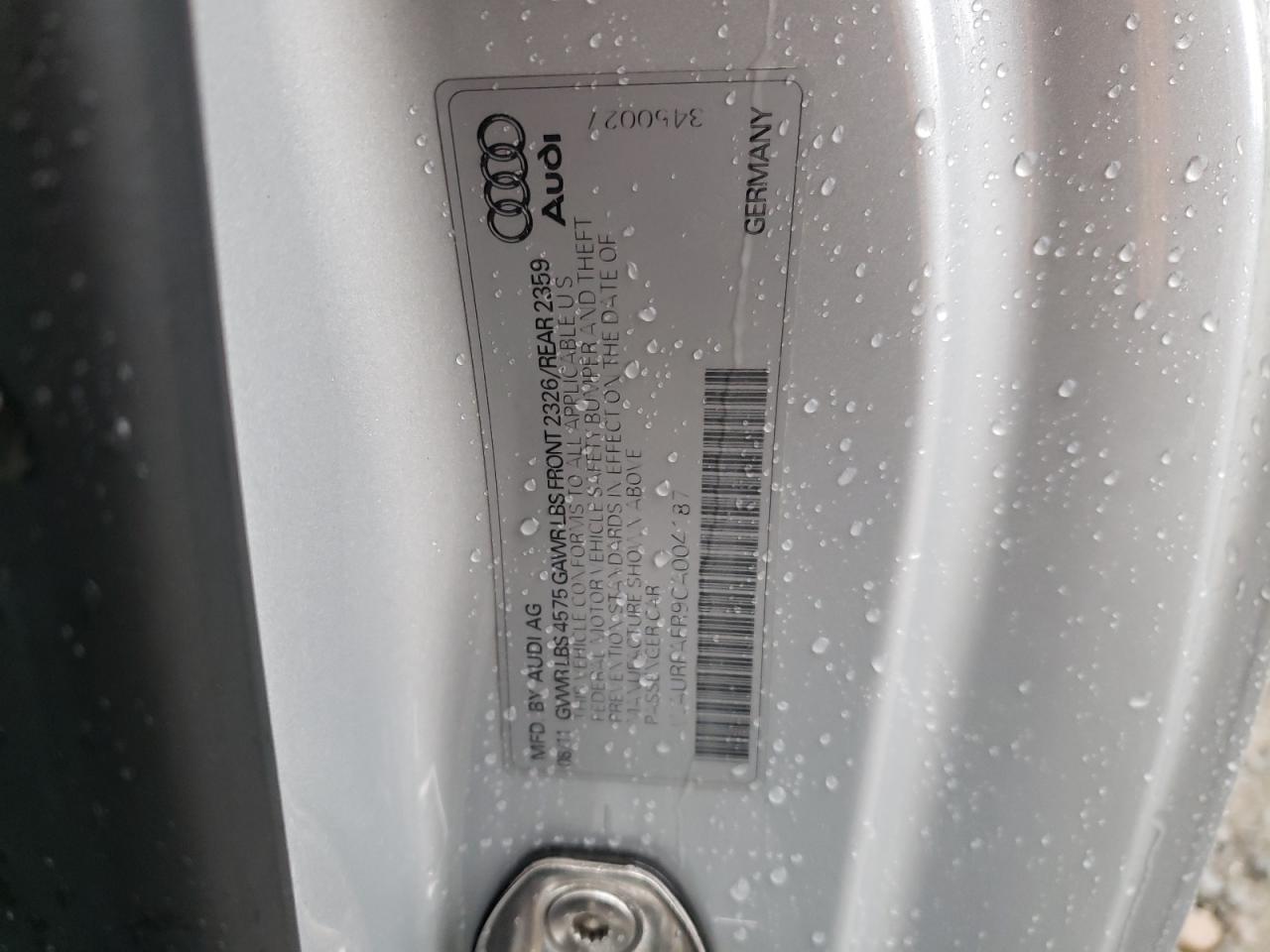 2012 Audi A5 Premium Plus VIN: WAURFAFR9CA004187 Lot: 82386225